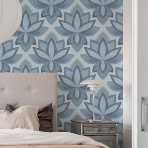 Symmetrical Zen Abstract Blue Lotus Flowers