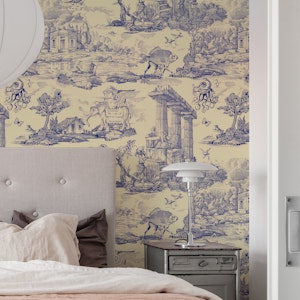 Retro Fantasy Toile Vintage Blue