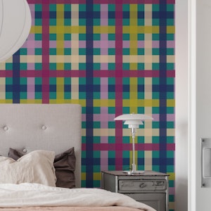Moody teal lilac and navy gingham