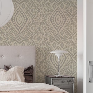Boho Geometric Mosaic Neutral Grey and Beige