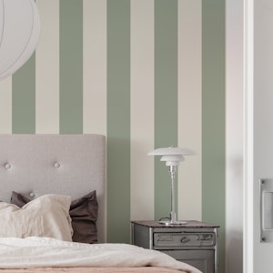 Sage Green Stripes on White