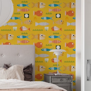 Sardines Yellow Mid Century Modern Fish Retro