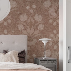 Art Nouveau Heritage Tulips Floral - Mocca