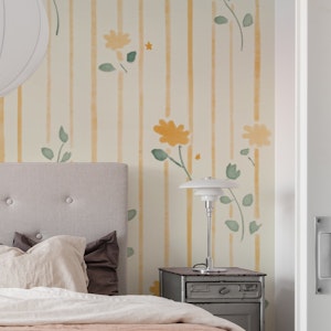 Yellow Vintage Floral Stripes
