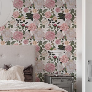 Peony and rose pattern white