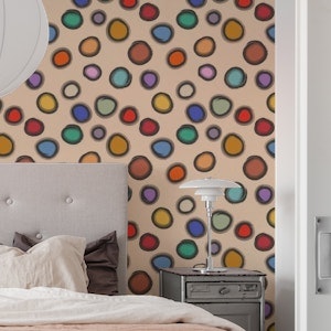Colorful Painted Dots on Apricot Pattern