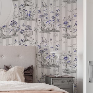 Whimsical Jungel Party light gray lavender blue - L