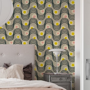 RISE AND SHINE Retro Rising Sun Waves - Gray
