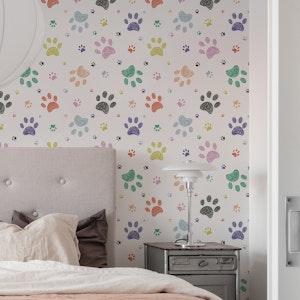 Doodle colorful paw prints