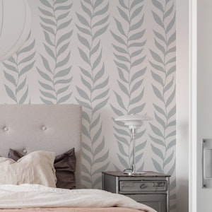 Silver Gray Climbing Leaves Leaf Stripes