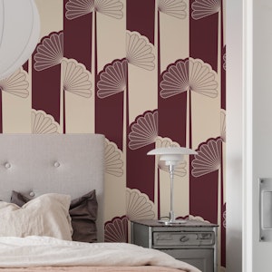 Glamour palm tree stripes bordeaux off-white
