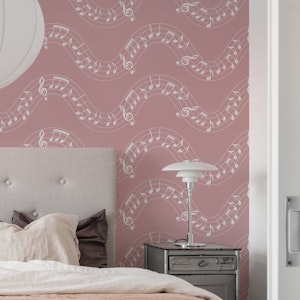 Musical Notes Waves 4 on powder pink