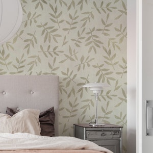 Simple Ditsy Leaf Pattern Neutral Beige
