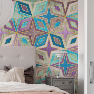 Geometric Blue and Purple Stars and Diamonds