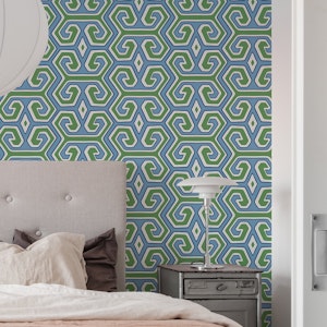 Tribal geometric - blue and green