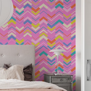 Colorful Kitschy Chevron Stripe - Hot Pink