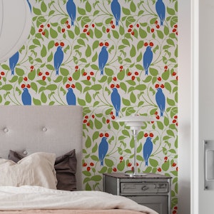 Vintage Birds amid cherry branches 1