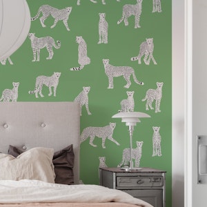 White Cheetah on Asparagus Green