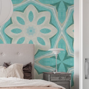 Retro Chic Tile Design Teal Turquoise Grey