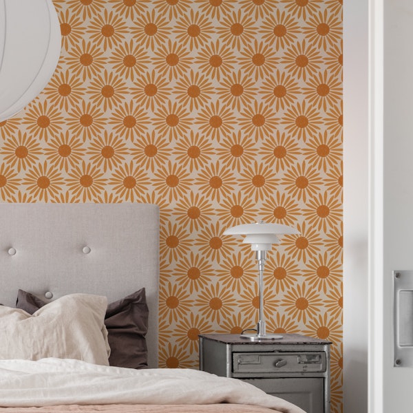 Small Boho Sun Pattern Geo Ochre Orange