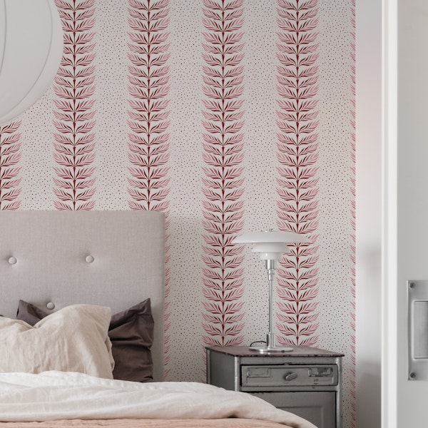 Palm leaf stripe - burgundy