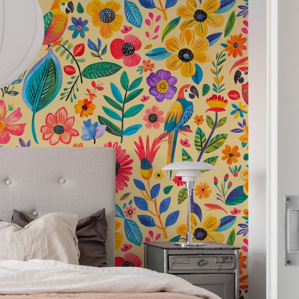 Exotic Floral and Parrot Paradise