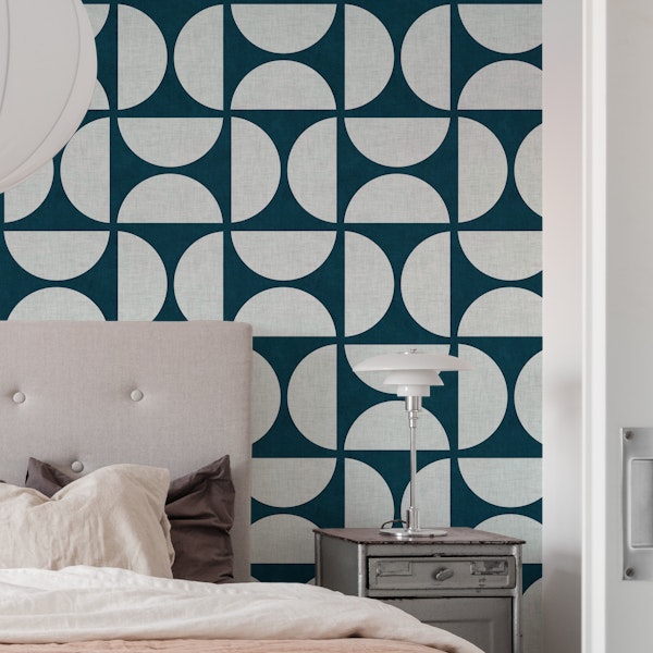 Mid-Century Modern Geometric - Inky Blue