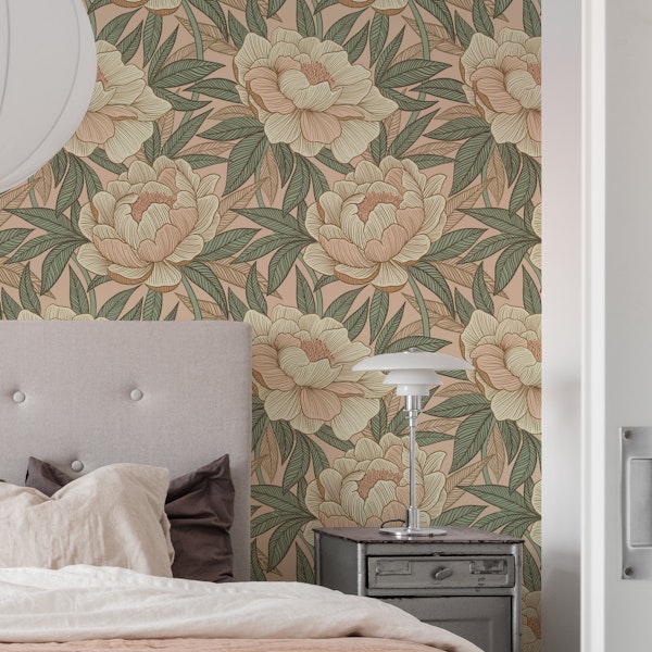 Pastel Peonies in Blush Pink and Sage Green