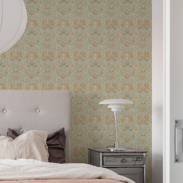 Morris Floral Damask - Opaline teal Jewels