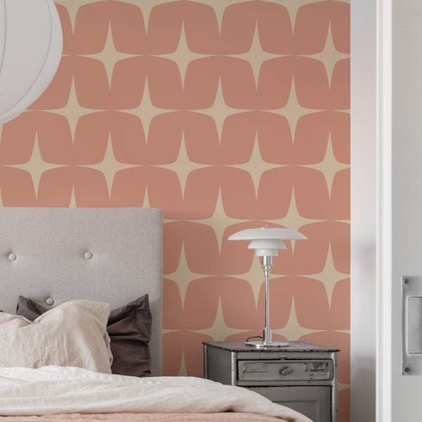 50s Atomic Starburst Mid Century Coral Beige