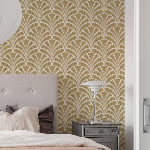 Art Deco Palm Frond - Cream & Gold