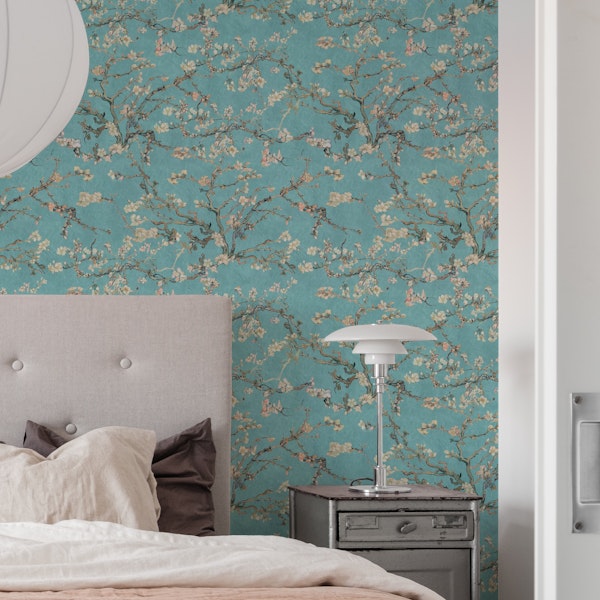 Van Gogh Almond Blossom robin egg blue cream pink olive green