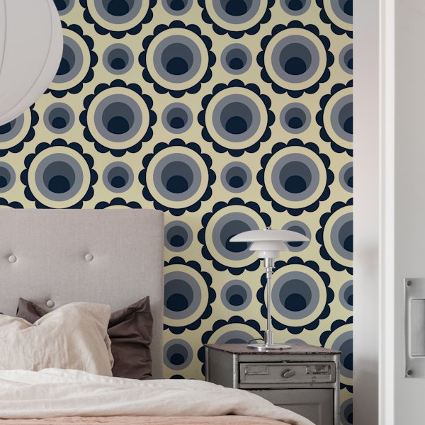Abstract grey circles retro pattern (2266)