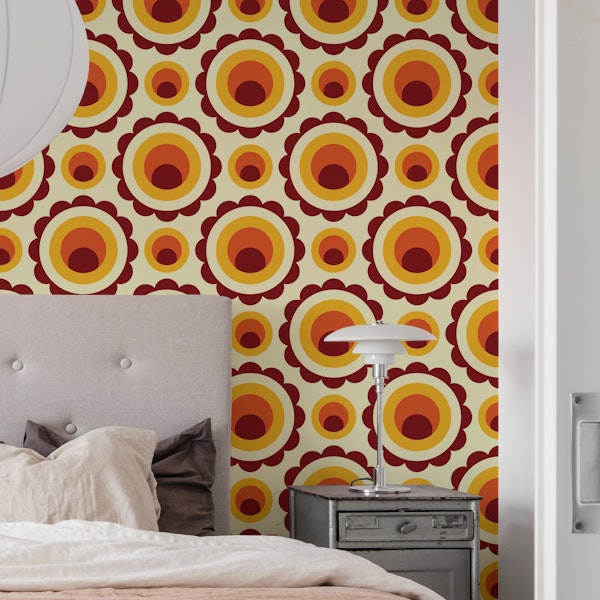 Abstract orange circles retro pattern (2268)