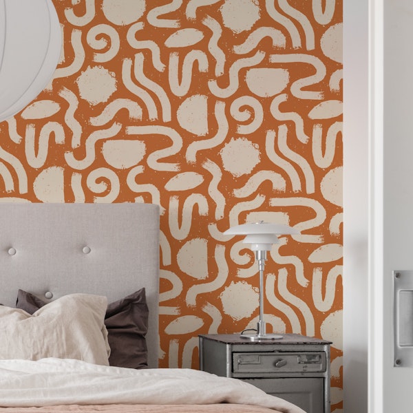 Painted Shapes Brown and Cream Pattern