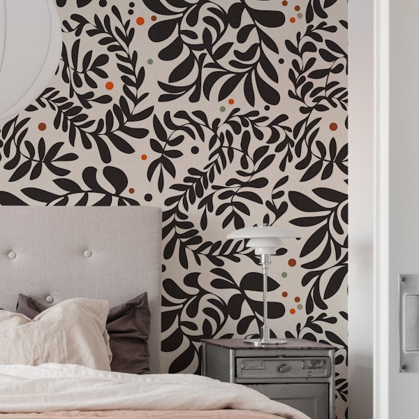 black and white swirly leaves
