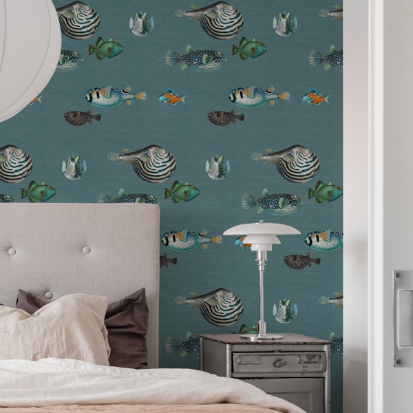 Acquario Fish pattern in slate blue
