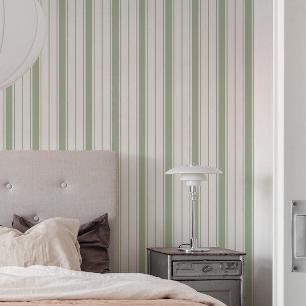 Coastal Stripes - Sage Green on White