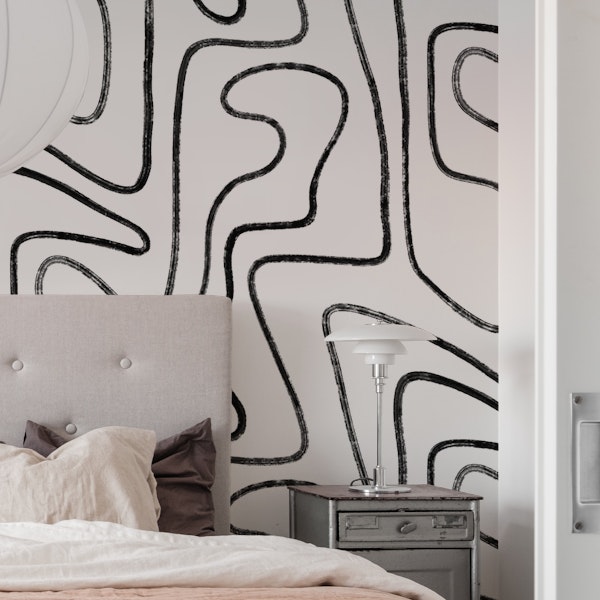 Abstract Lines in Black and White Hand Drawn