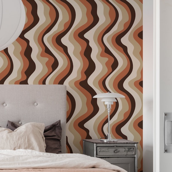GOOD VIBRATIONS Mod Wavy Stripes Brown Beige