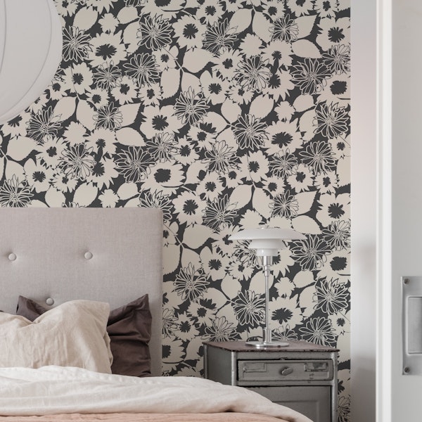 Flower Power Abstract Floral in shadow grey
