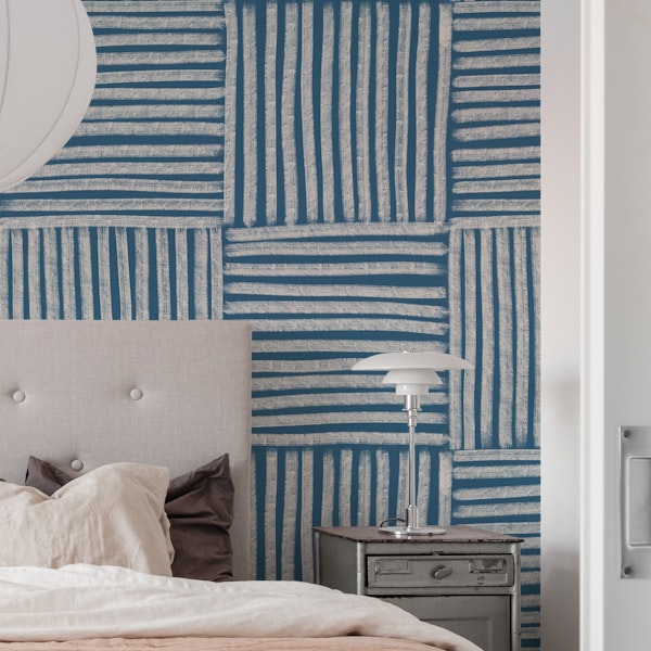 Abstract Modern Boho Lines Denim Blue