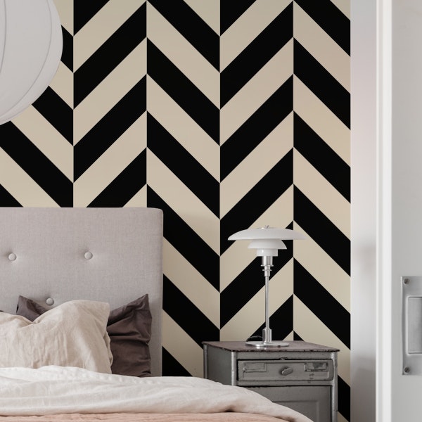 Bold Black and Cream White Diagonal Stripes
