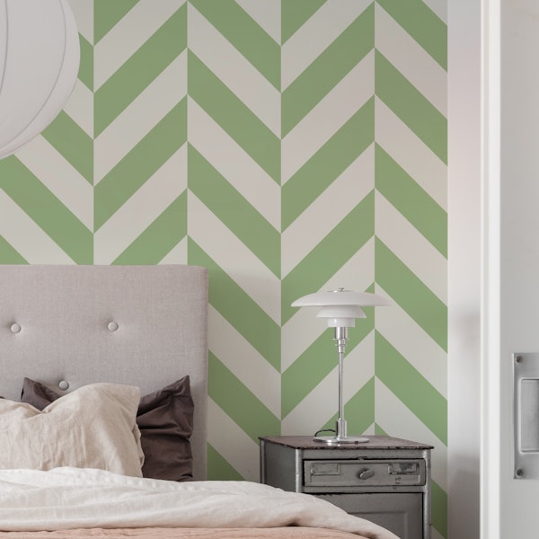 Diagonal Stripes Chevron in Sage Green