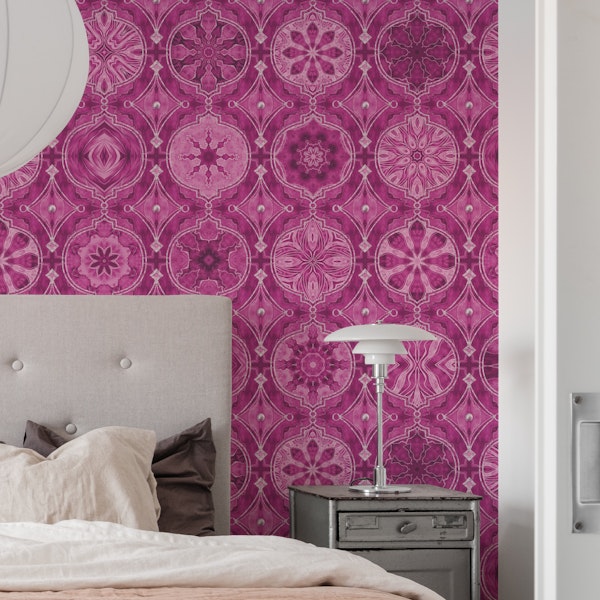 Oriental Tiles Of Morocco Pink Silver