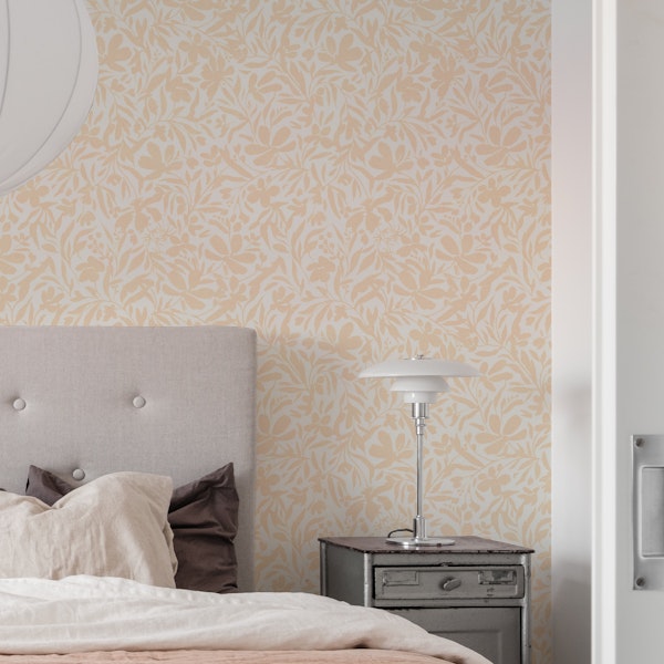 Refined bohemian mono warm beige floral
