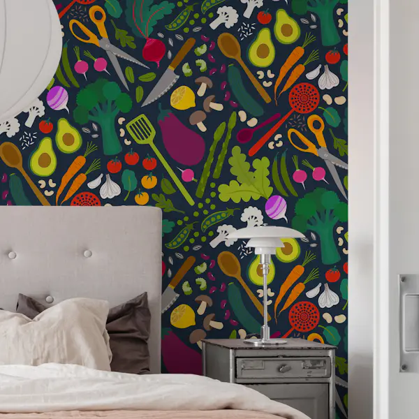 Fresh Veggies - brights on navy large