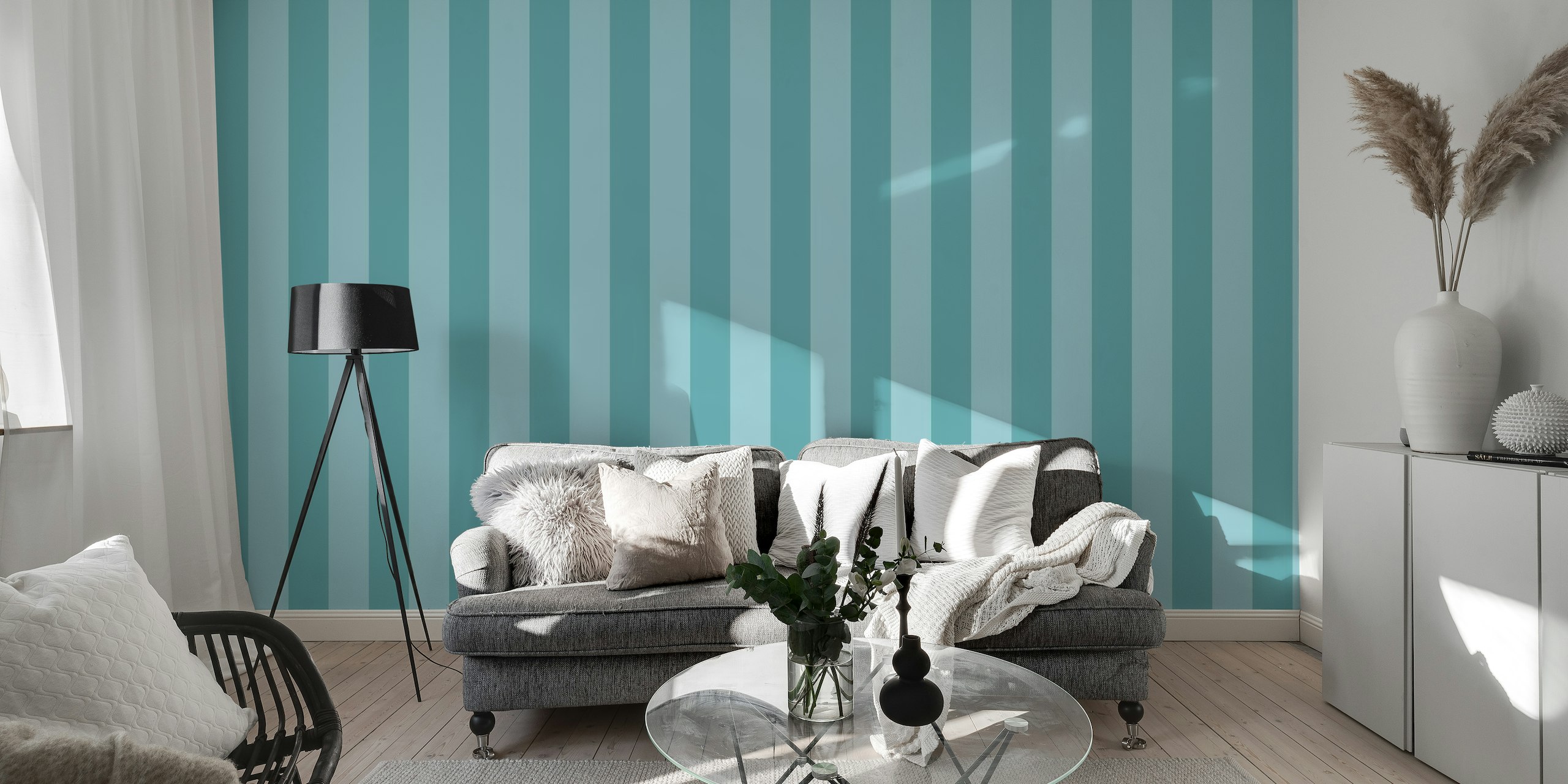 Monochrome Porcelain Blue Stripe wallpaper