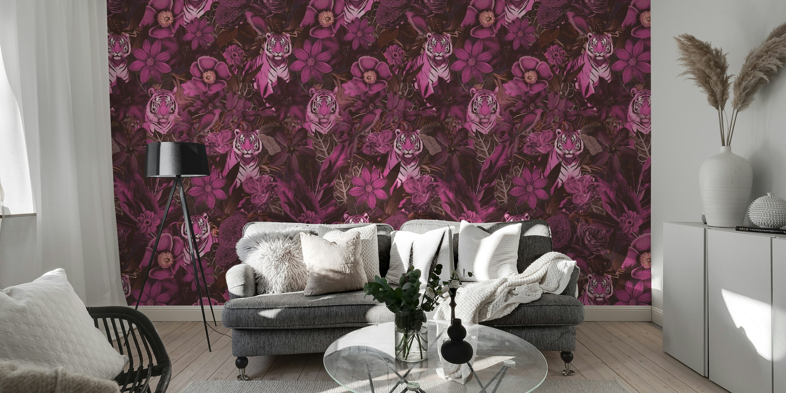 Fancy Jungle Opulence With Tigers wallpaper