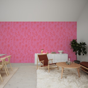 Botanical Alp Wildflowers pink background - M